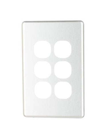 NLS 6 GANG SWITCH BRUSHED ALUMINIUM COVER ONLY ' CLASSIC' STYLE ' - 30566NLS