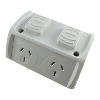 Weatherproof GPO DOUBLE 15A- NEW STYLE - WPOD15N/GR