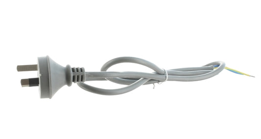 3pin Power cord with plug 2mtr 15A 2 Core & Earth - Grey 1.5mm - 40039NLS