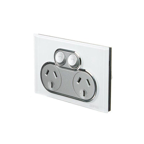 CLIPSAL SATURN 10A DOUBLE POWER POINT - PURE WHITE - 4025-PW