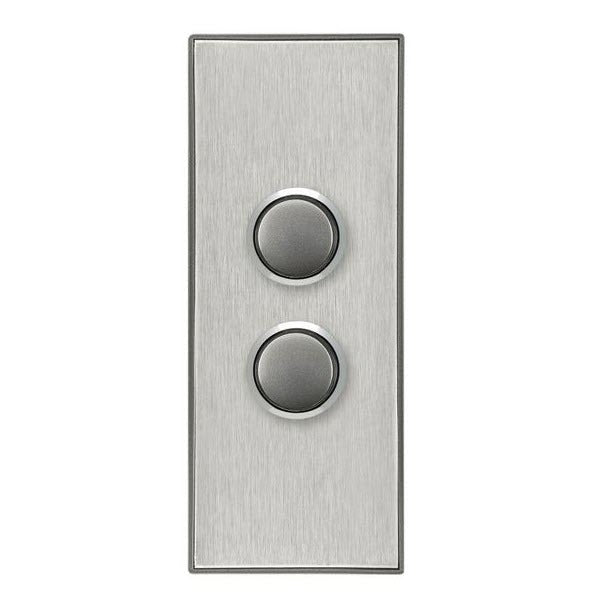 CLIPSAL SATURN 2 GANG PUSHBUTTON LED ARCHITRAVE SWITCH - HORIZON SILVER - 4062AL-HS