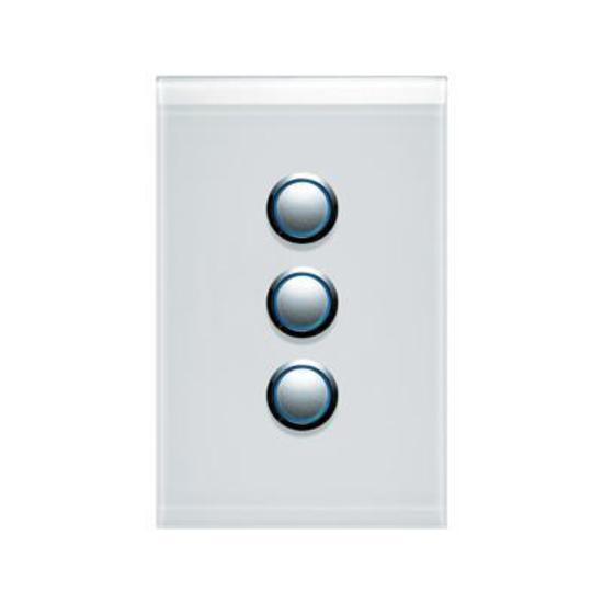 CLIPSAL SATURN 3 GANG PUSHBUTTON LED SWITCH - PURE WHITE - 4063PBLPW