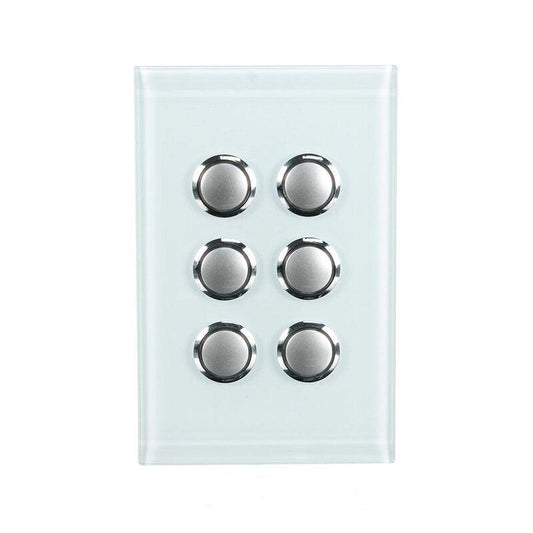 CLIPSAL SATURN 6 GANG PUSHBUTTON LED SWITCH - OCEAN MIST - 4066PBLOM