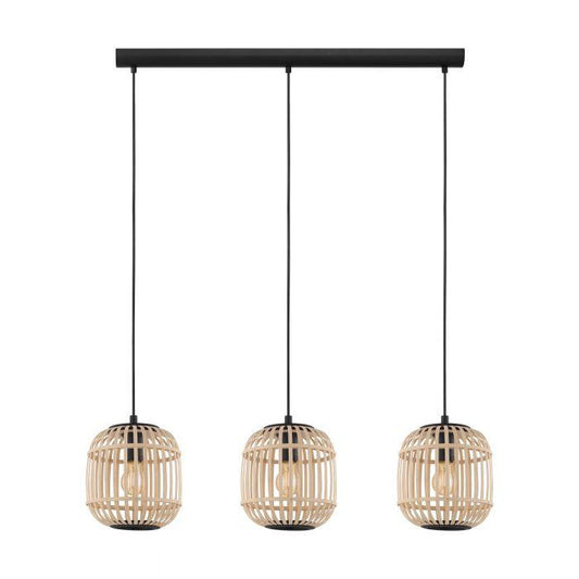 Bordesley Wooden Pendant Light 3Lt - 43217