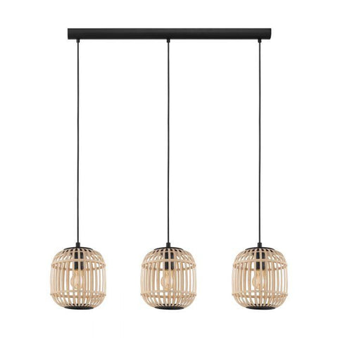 Bordesley Wooden Pendant Light 3Lt - 43217