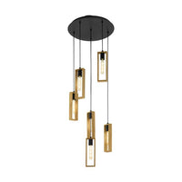 Littleton Modern Wooden Pendant Light 6Lt - 49549N