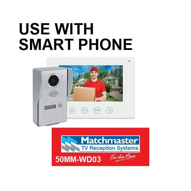 Matchmaster Surface Wi-Fi Video Doorbell with Colour Monitor and Smart Device Access 50MM-WD03