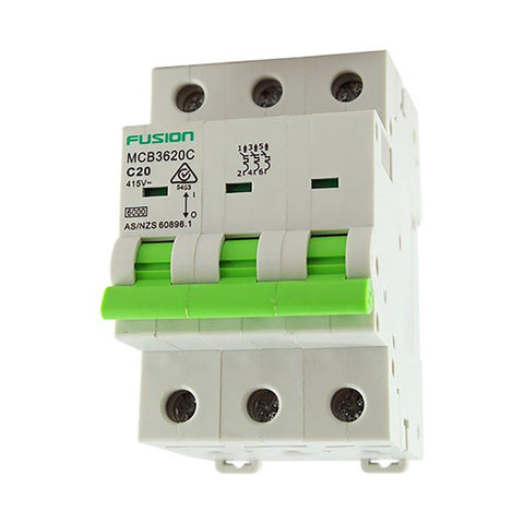 Circuit Breaker 3 Pole 500V ac. 63amp C Curve Breaking capacity 6kA - MCB3663C