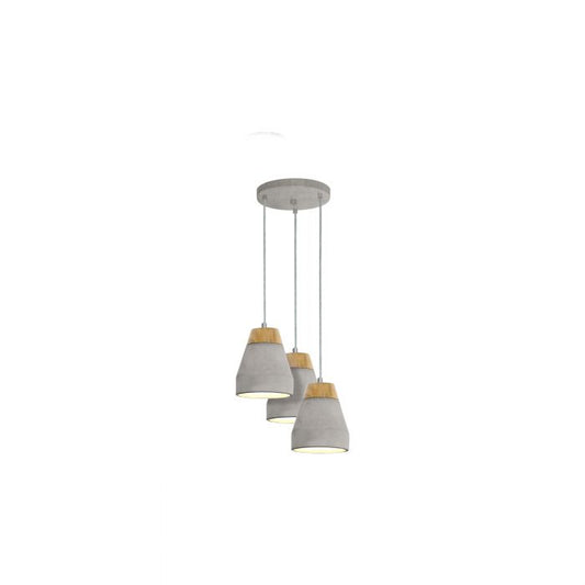Concrete Timber Pendant In 1 or 3 Light - (95525 - 95526)