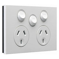 CLIPSAL SATURN ZEN DOUBLE POWERPOINT + EXTRA SWITCH (WHITE) - Z4025XA-ZW