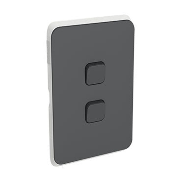 Clipsal Iconic 2 Gang Switch Skin Anthracite - 3042CAN