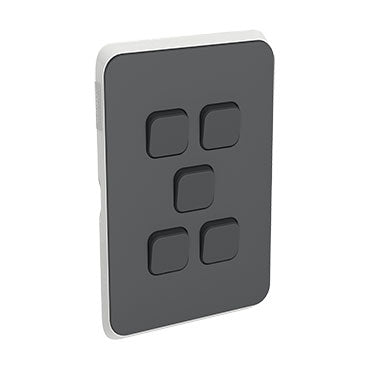 Clipsal Iconic 5 Gang Switch Skin Anthracite - 3045CAN