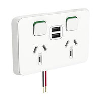Clipsal Iconic Double Powerpoint with Twin USB Charger - 3025USB2VW