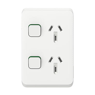 Clipsal Iconic Vertical Double Powerpoint 10A - 3025V-VW