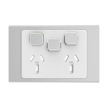 Clipsal Iconic STYL Double PowerPoint Plate with Extra Switch - S3025XC