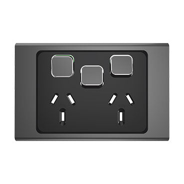 Clipsal Iconic STYL Double PowerPoint Plate with Extra Switch - S3025XC