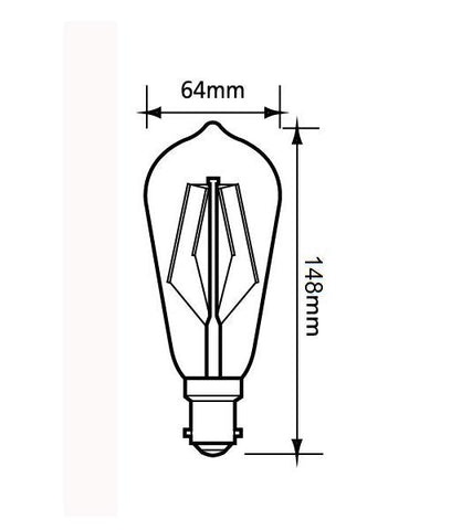 ST64 Pear Shape LED Filament Dimmable Globes (8W)