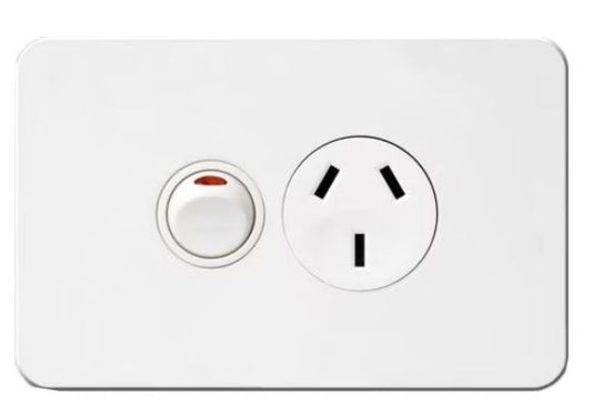 Hager Silhouette Single PowerPoint (Gloss White) - WBSP1S - ARCK Electrical Wholesale Supplies