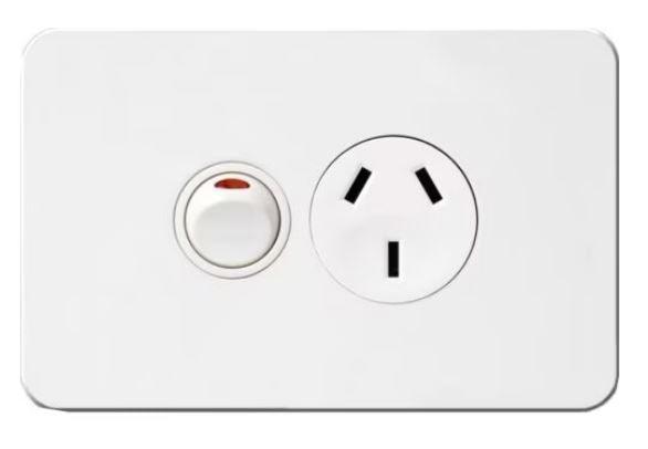 HAGER SILHOUETTE 10AMP SINGLE POWERPOINT - WBSP1S / WBSP1S-MW / WBSP2S-MB