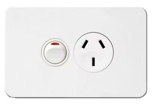 HAGER SILHOUETTE 10AMP SINGLE POWERPOINT - WBSP1S / WBSP1S-MW / WBSP2S-MB