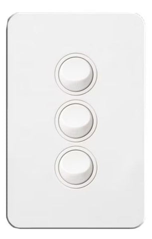 Hager Silhouette 3 Gang Switch (Gloss White) - WBSSV3
