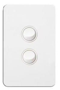 Hager Silhouette 2 Gang Switch (Gloss White) - WBSSV2