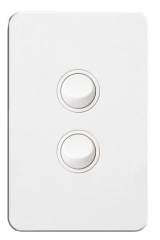 Hager Silhouette 2 Gang Switch (Gloss White) - WBSSV2