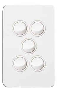 Hager Silhouette 5 Gang Switch (Gloss White) - WBSSV5