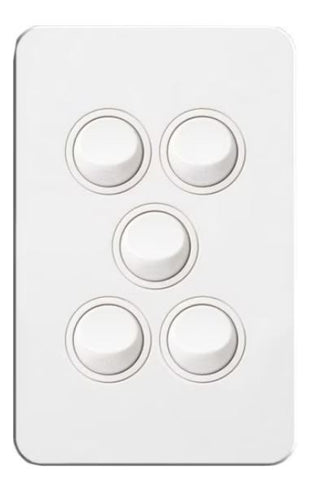 Hager Silhouette 5 Gang Switch (Gloss White) - WBSSV5