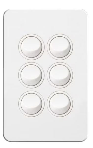 Hager Silhouette 6 Gang Switch (Gloss White) - WBSSV6