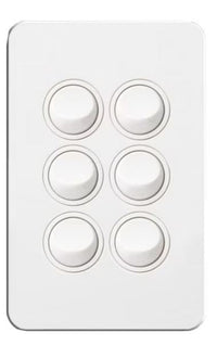 Hager Silhouette 6 Gang Switch (Gloss White) - WBSSV6