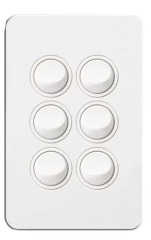 Hager Silhouette 6 Gang Switch (Gloss White) - WBSSV6