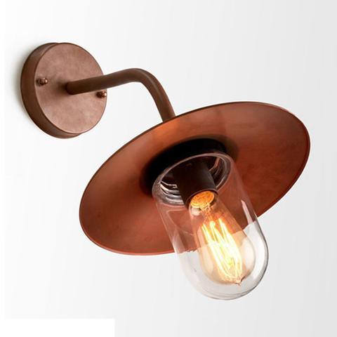 WALL S/M ES Sun Hat Aged Cop IP54 Clr Glass Diff - DEKSEL01 - ARCK Electrical Wholesale Supplies