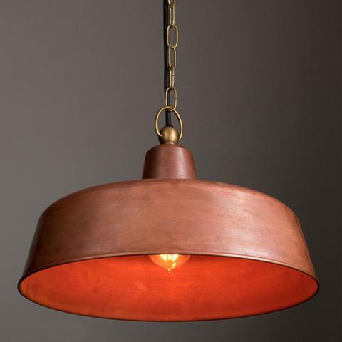 PENDANT ES Aged Copper ANGLED DOME IP23 OD400mm x H175mm - DEKSEL03 - ARCK Electrical Wholesale Supplies