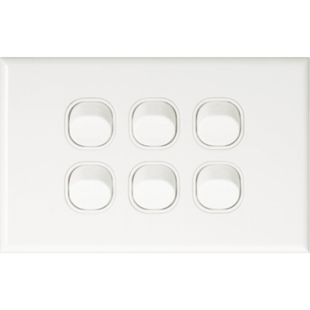 Slimline 6 Gang Single Light Switch - DXSW6VWH