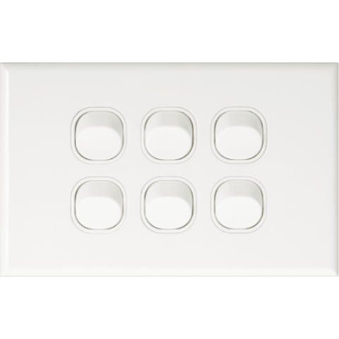 Slimline 6 Gang Single Light Switch - DXSW6VWH
