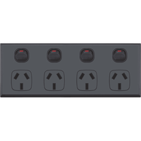 Black four gang power point 10Amp - DXWGPO4/B