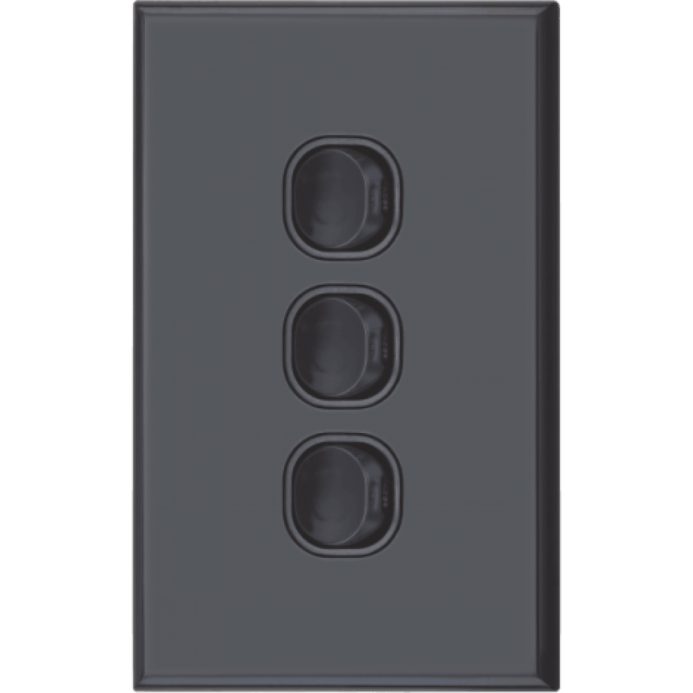 Gloss Black standard 3 gang switch - DXWS3V/B