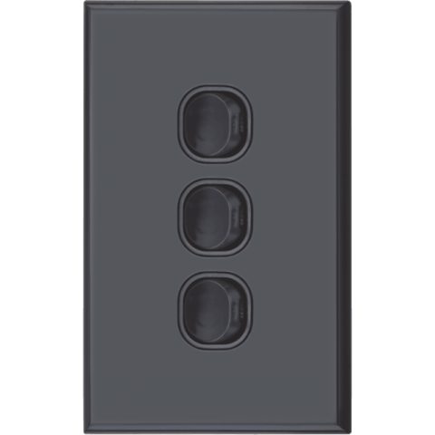 Gloss Black standard 3 gang switch - DXWS3V/B
