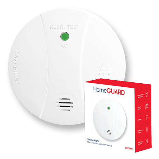 240V PHOTOELECTRIC SMOKE ALARM WITH 9V BATTERY BACK UP - HG3000