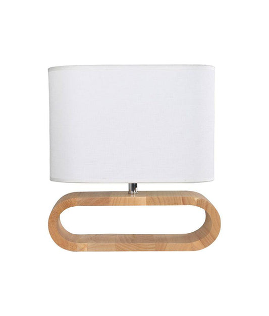 TABLE ES Wh Cloth OVAL OD100mm w/Blonde wood - LOTUS1 - ARCK Electrical Wholesale Supplies