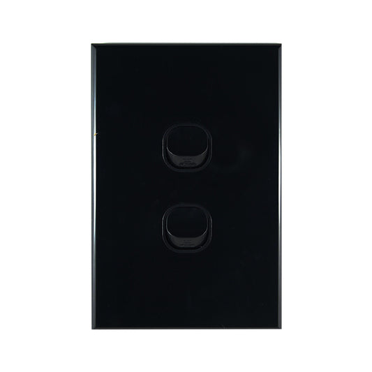 Light Switch 2 Gang – VERTICAL BLACK - LS102VB-L