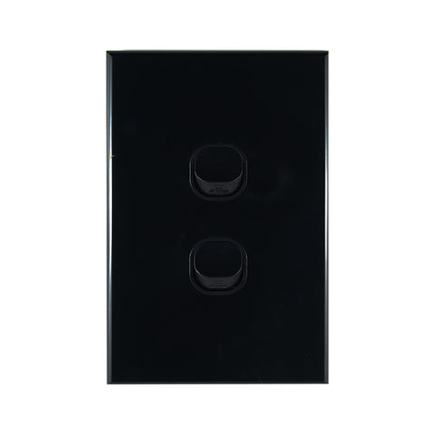 Light Switch 2 Gang – VERTICAL BLACK - LS102VB-L
