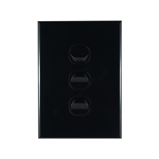 Light Switch 3 Gang – VERTICAL BLACK - LS103VB-L