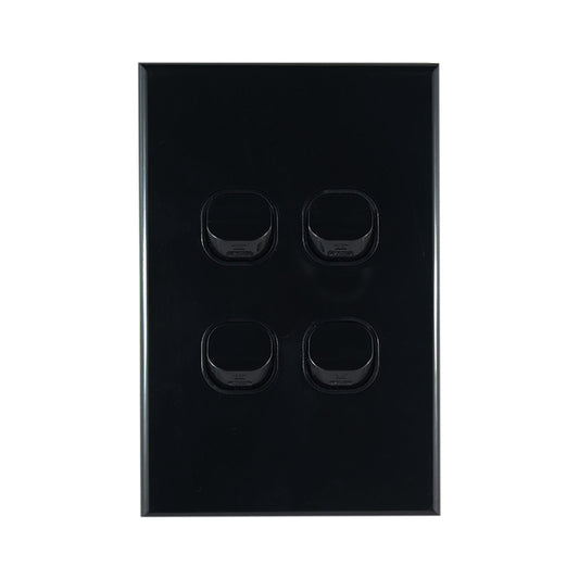 Light Switch 4 Gang – VERTICAL BLACK - LS104VB-L