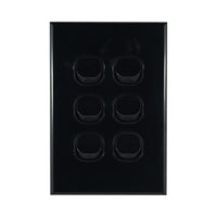 Light Switch 6 Gang – VERTICAL BLACK - LS106VB-L