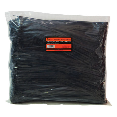 Cable Tie Nylon 250x4.8mm Black (1000/pkt) - NCT-250/48B/1K