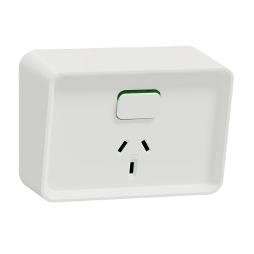 Clipsal Iconic Outdoor Single, Switched socket outlet, horizontal - O3015-XW