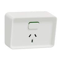 Clipsal Iconic Outdoor Single, Switched socket outlet, horizontal - O3015-XW