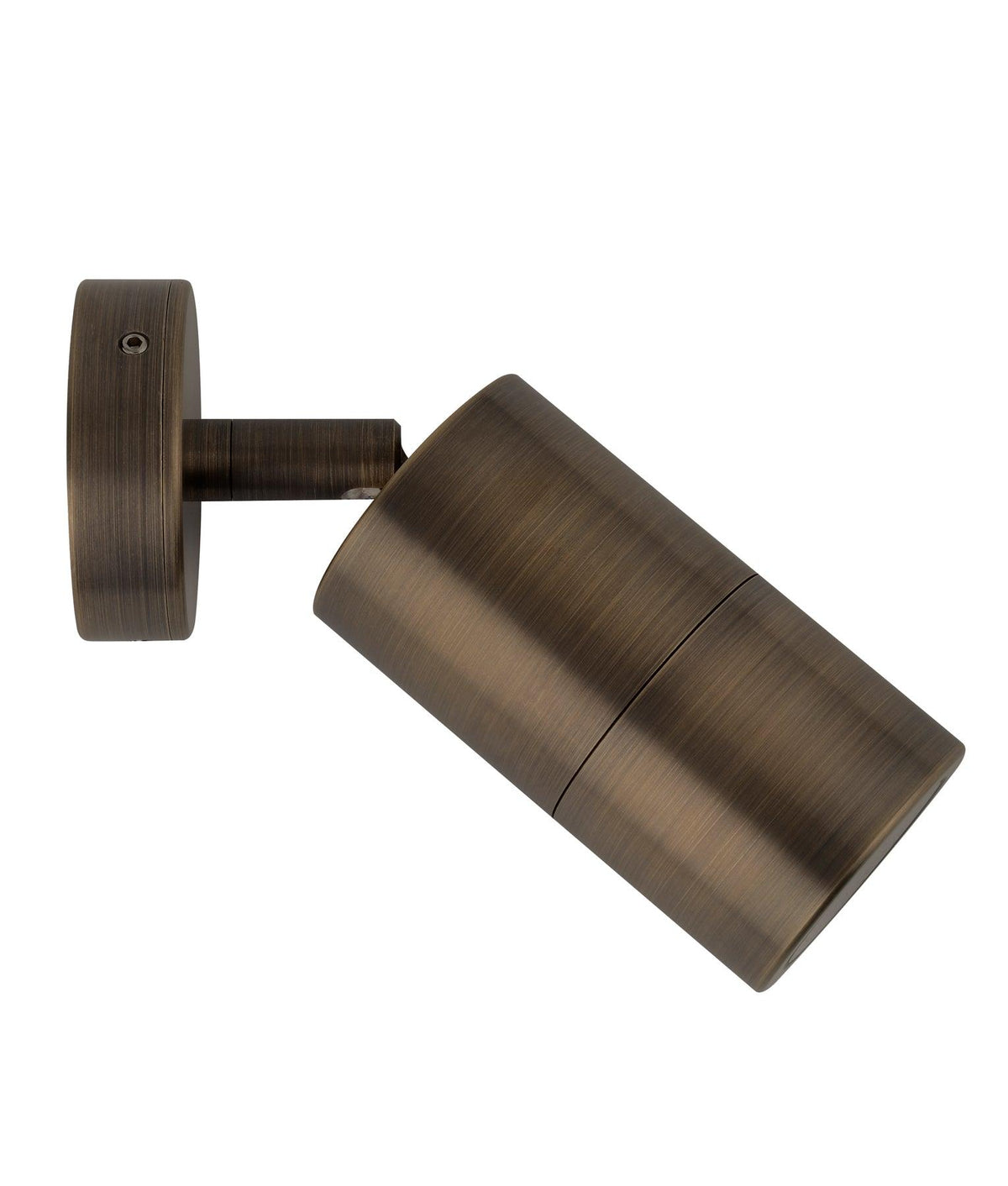 PILLAR S/ADJ GU10 Solid Rustic Brass IP65 RND B/Plate - PG1ABR